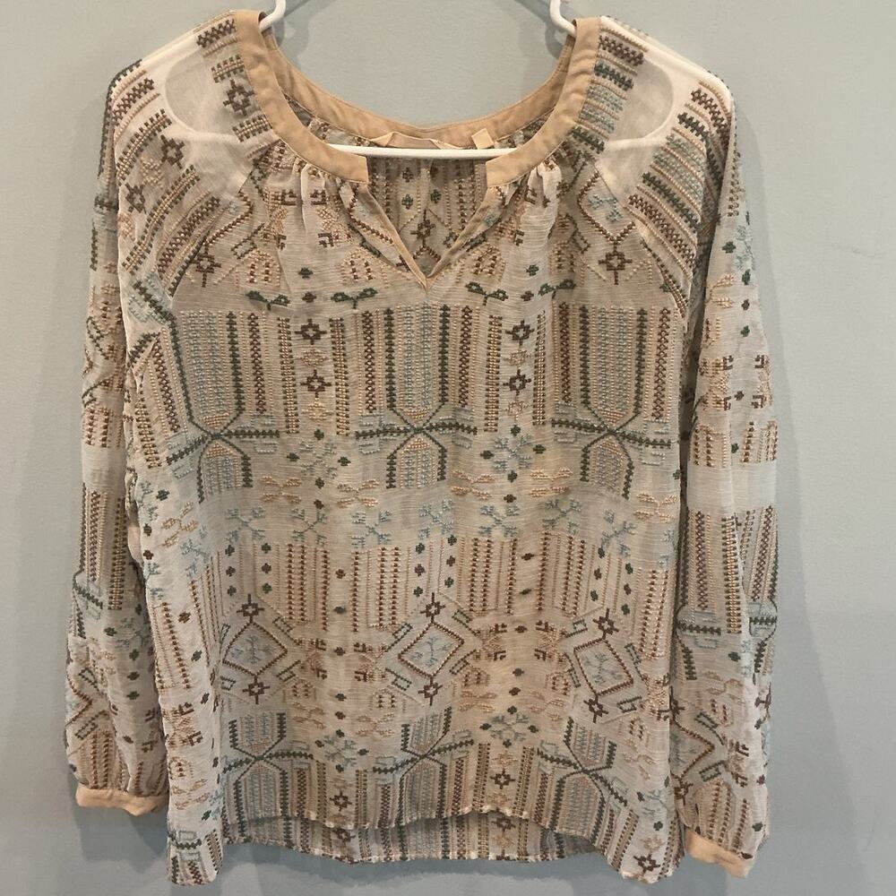 Soft Surroundings Womens Embroidered Blouse Size M Lightweight Business Casual